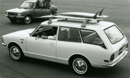 Car with Surfboard